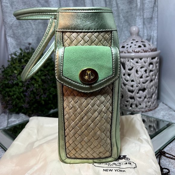 Coach Straw Bag with Leather and Suede Trim - Picture 3 of 11